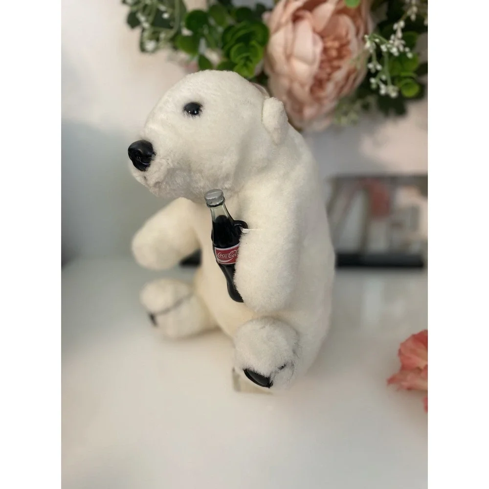 Coca Cola Smiling Polar Bear‎ 1993 Plush w Coke Bottle 7.5